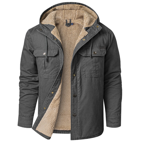 Men‘s Warm Polar fleece Pocket Casual Hoodie Jacket Outwear